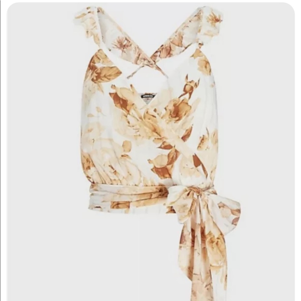 Express Floral Surplice Ruffle Strap Tie Waist Cami Size XS